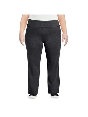 George Plus Women's Yoga Pants Flare Leg Wide Elasticized Waistband Charcoal 1X